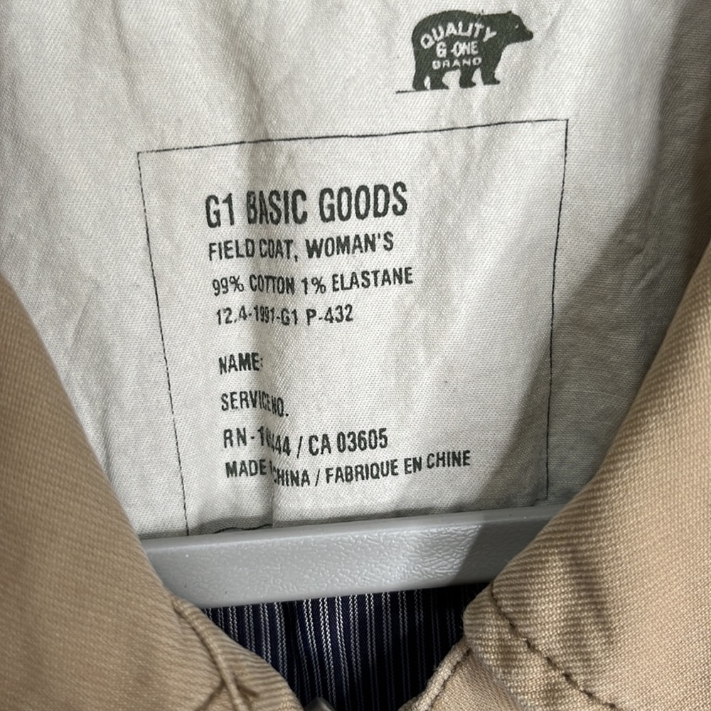 Khaki Tan Utility Cargo Field Jacket Size Medium G1 Basic Goods - Picture 3 of 15